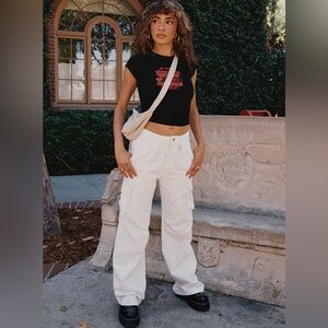 NWT Princess Polly Paige Mid Rise White Cargo Pants